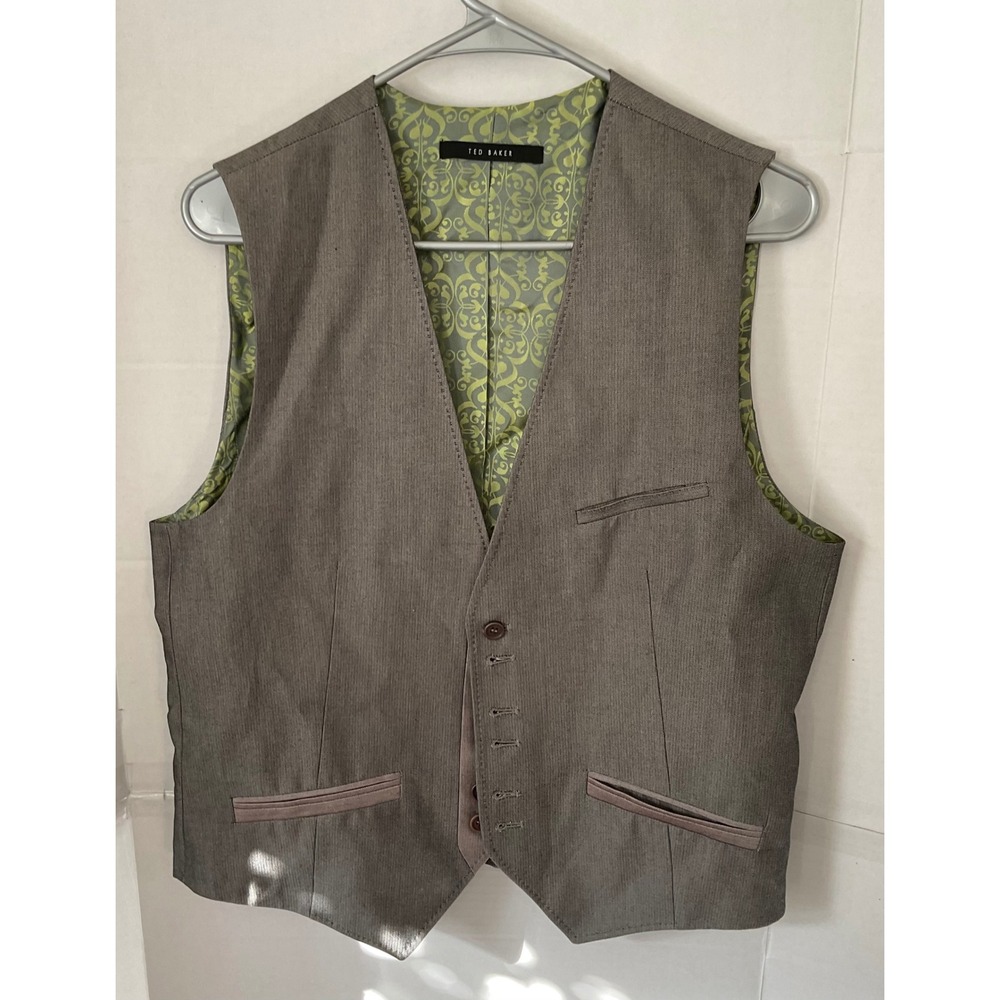 Ted Baker London Mens Herringbone cotton Vest Size 4 Formal Smart Casual
